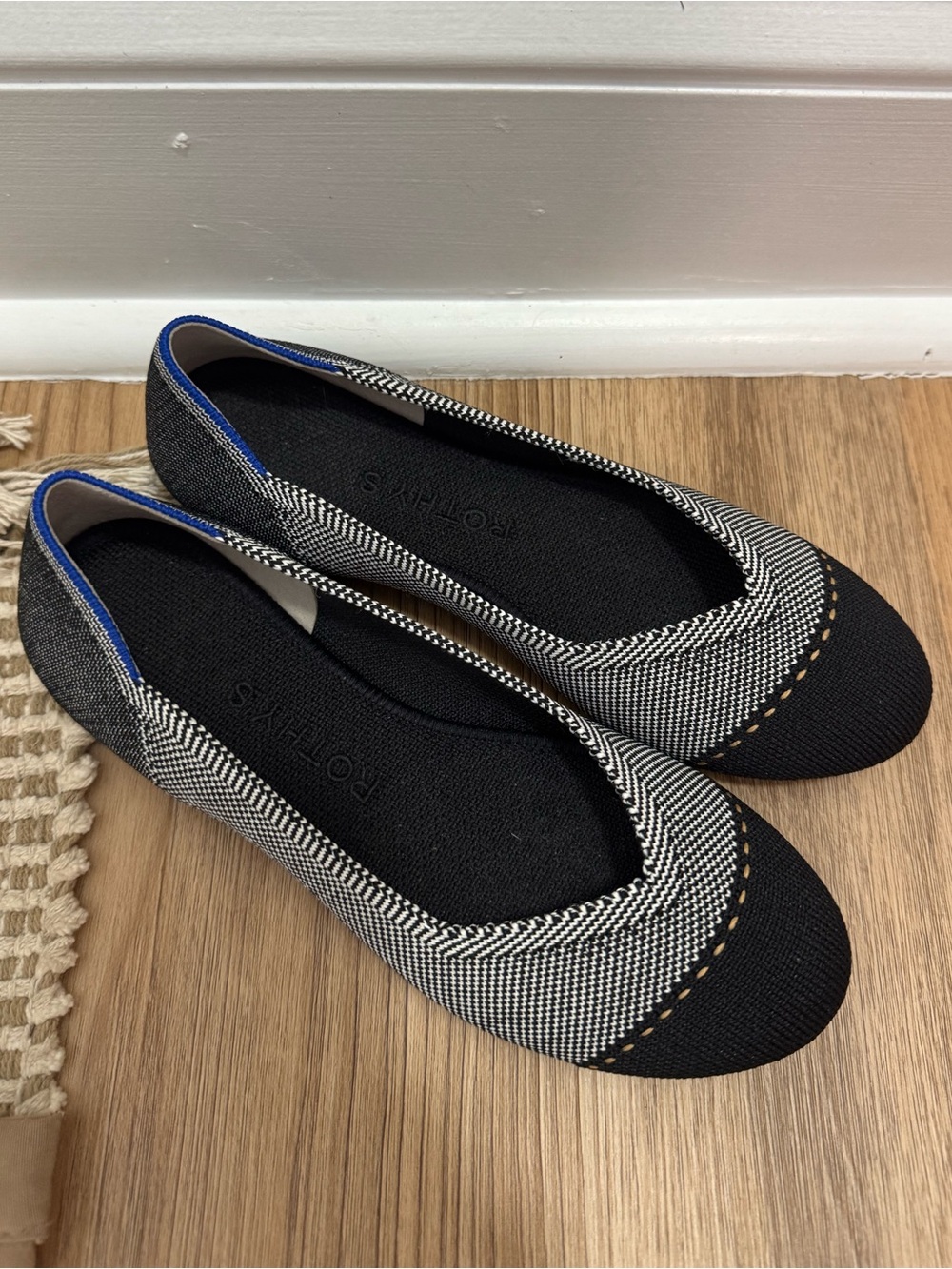 Rothy’s The Flat in Grey Mist Captoe Ballet Flats Fabric Knit Women's Size 5